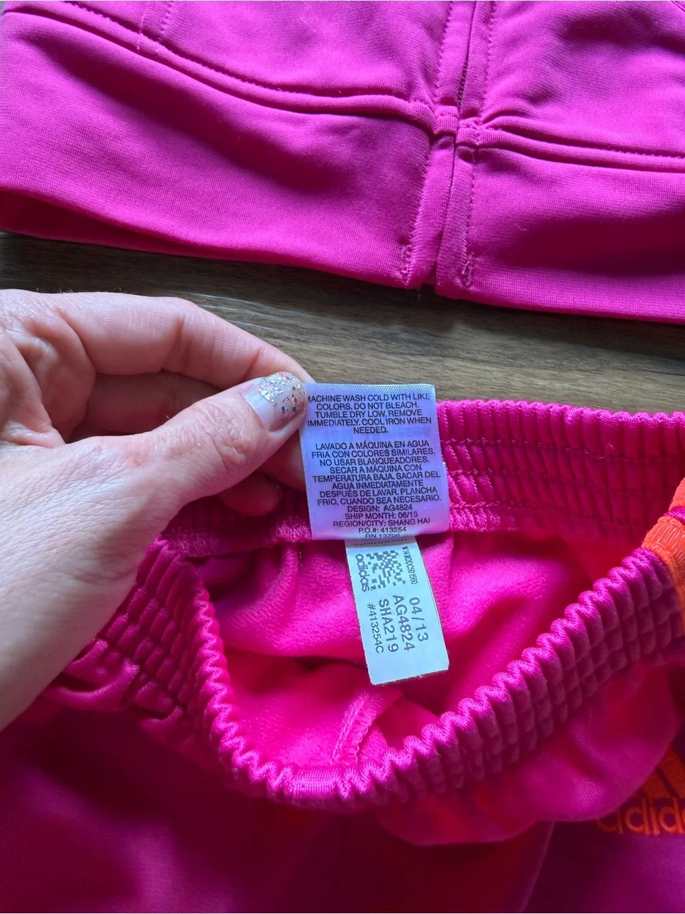 Adidas Toddler 2 Piece Tracksuit Set Pink Orange 18M Three Stripe Jacket Pants